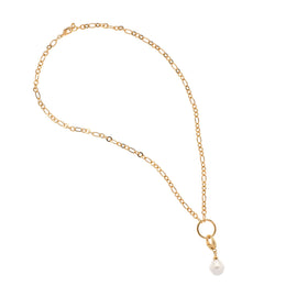 Baroque Pearl Charm Gold Necklace