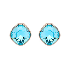 Aqua Cushion Crystal Clip Earrings