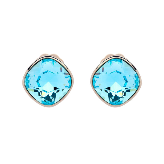 Aqua Cushion Crystal Clip Earrings