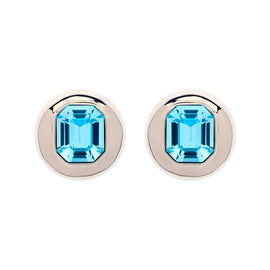 Aqua and Platinum Statement Disc Clip Earrings