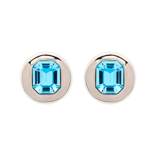 Aqua and Platinum Statement Disc Clip Earrings