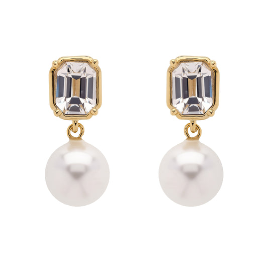 Gold Crystal and Pearl Earrings