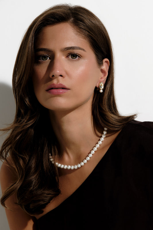 Gold Oval Maxima Pearl Clip Earrings