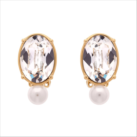 Gold Oval Maxima Pearl Clip Earrings