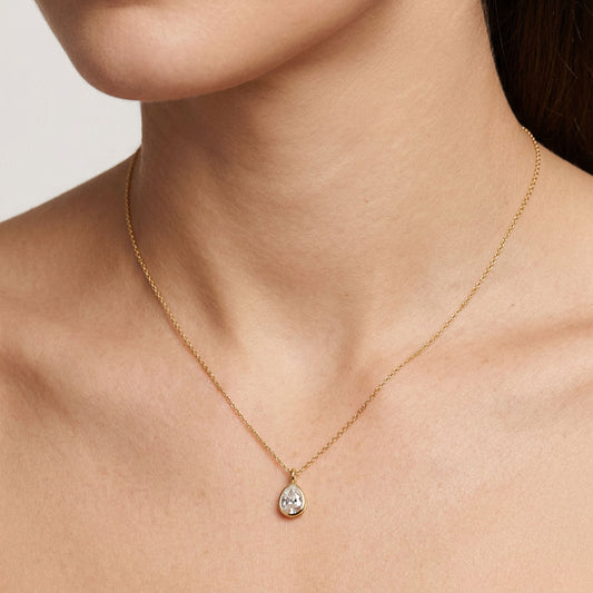 Gold Pear Crystal Adjustable Pendant