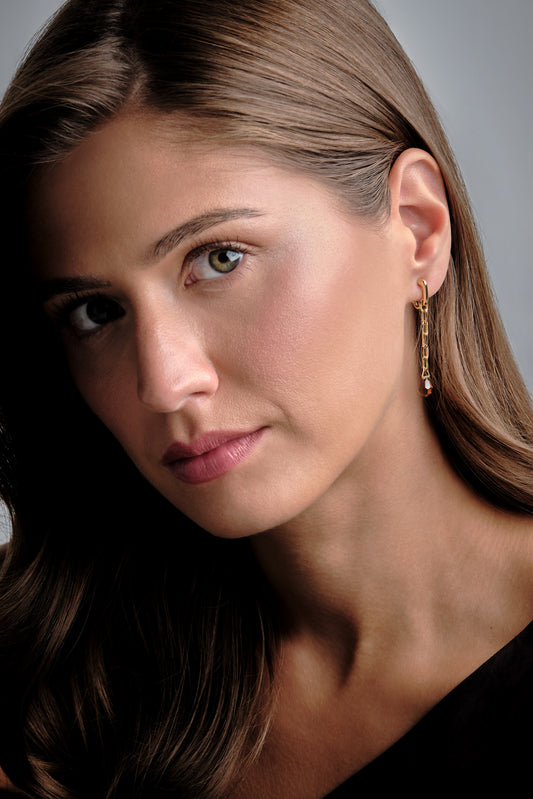 Smoked Topaz Briolette Drop Clip Earrings