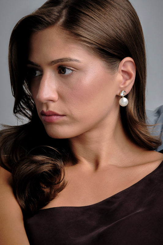 Crystal and Coin Pearl Earrings