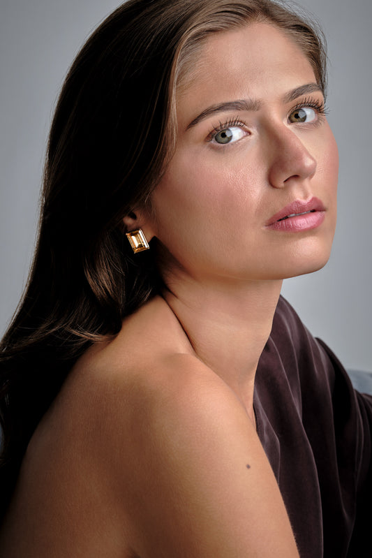 Golden Shadow Statement Clip Earrings