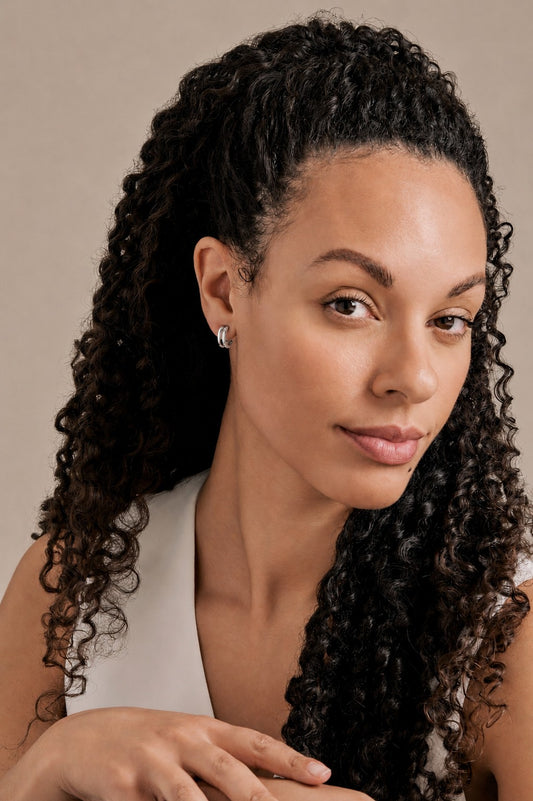 Platinum Double Hoop Mini Clip Earrings