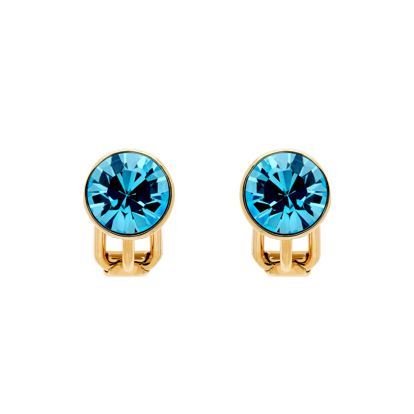 Aqua Crystal Clip Earrings