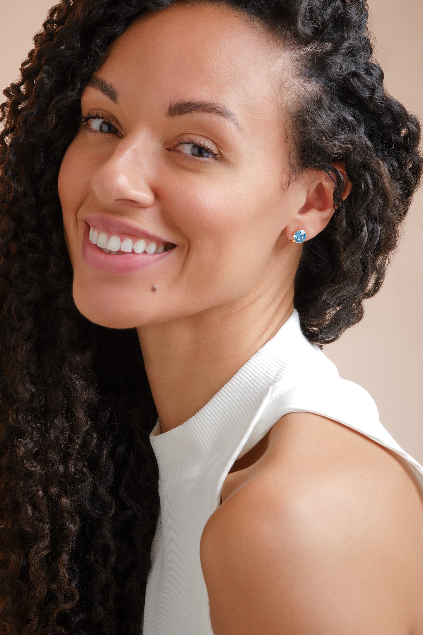 Aqua Crystal Clip Earrings