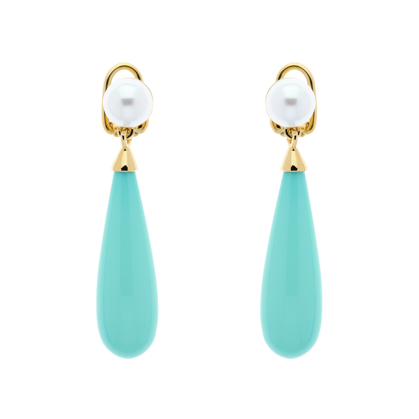 Turquoise & Pearl Teardrop Pearl Earrings