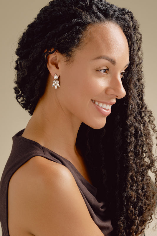 Platinum & Crystal Chandelier Clip Earrings