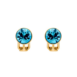 Aqua Crystal Clip Earrings