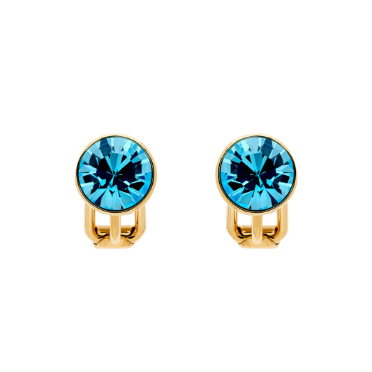 Aqua Crystal Clip Earrings