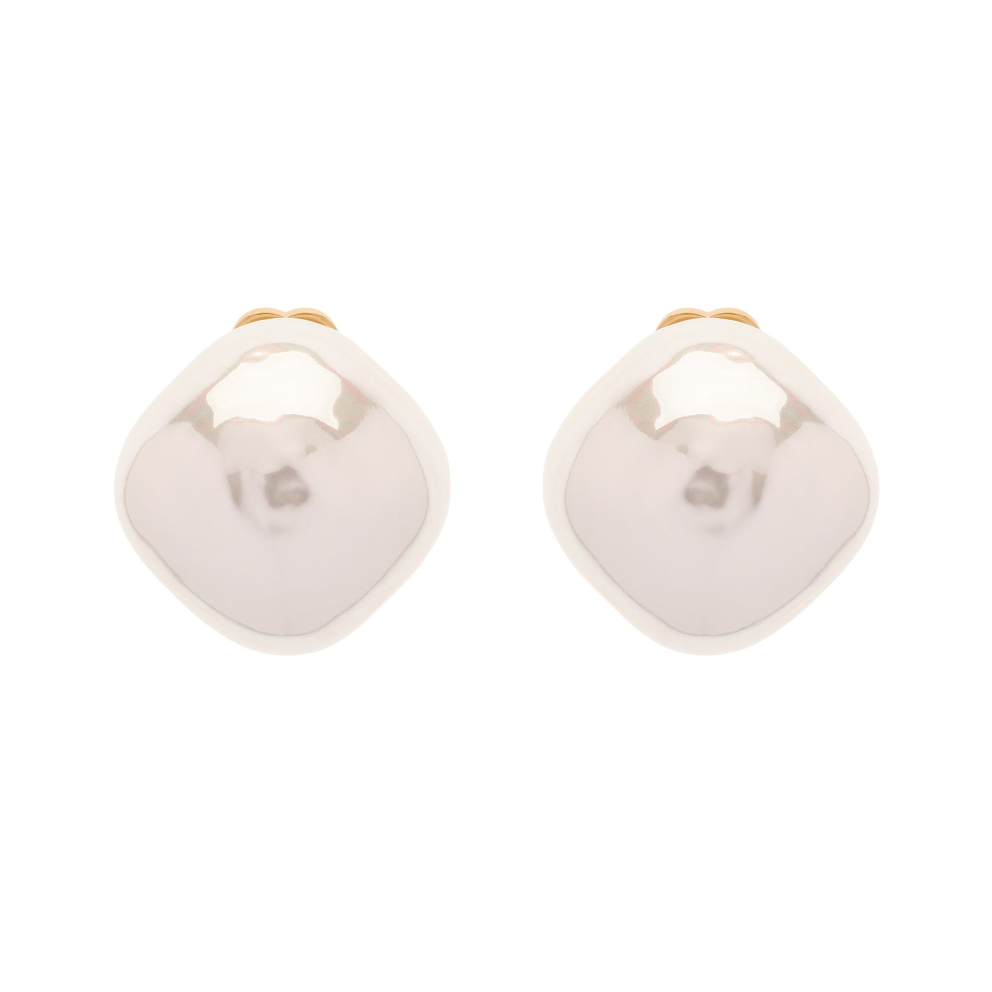 Pair of silver earrings on a white background