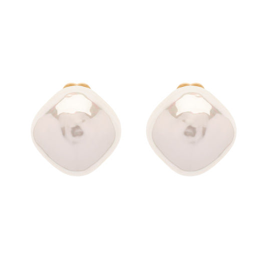 Pair of silver earrings on a white background