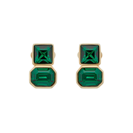 Emerald Green Crystal Clip Earrings