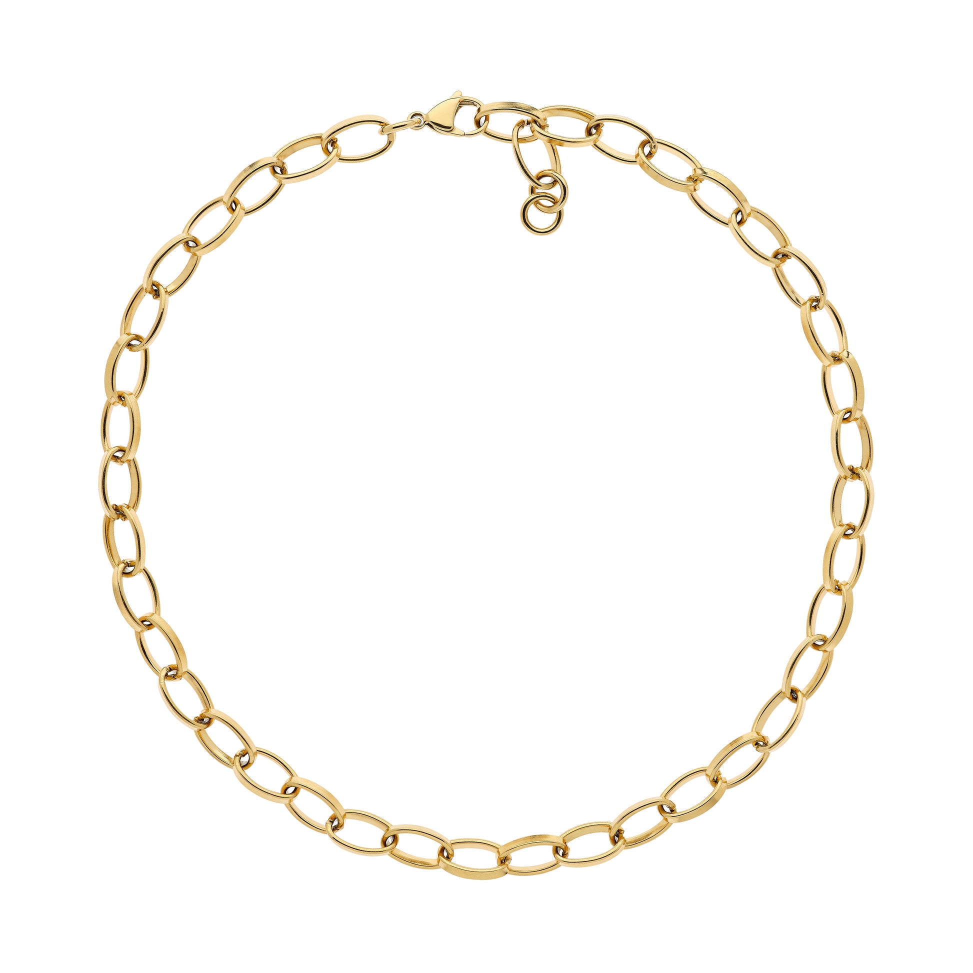 A gold chain necklace with a length of 45cm, featuring a chunky design.