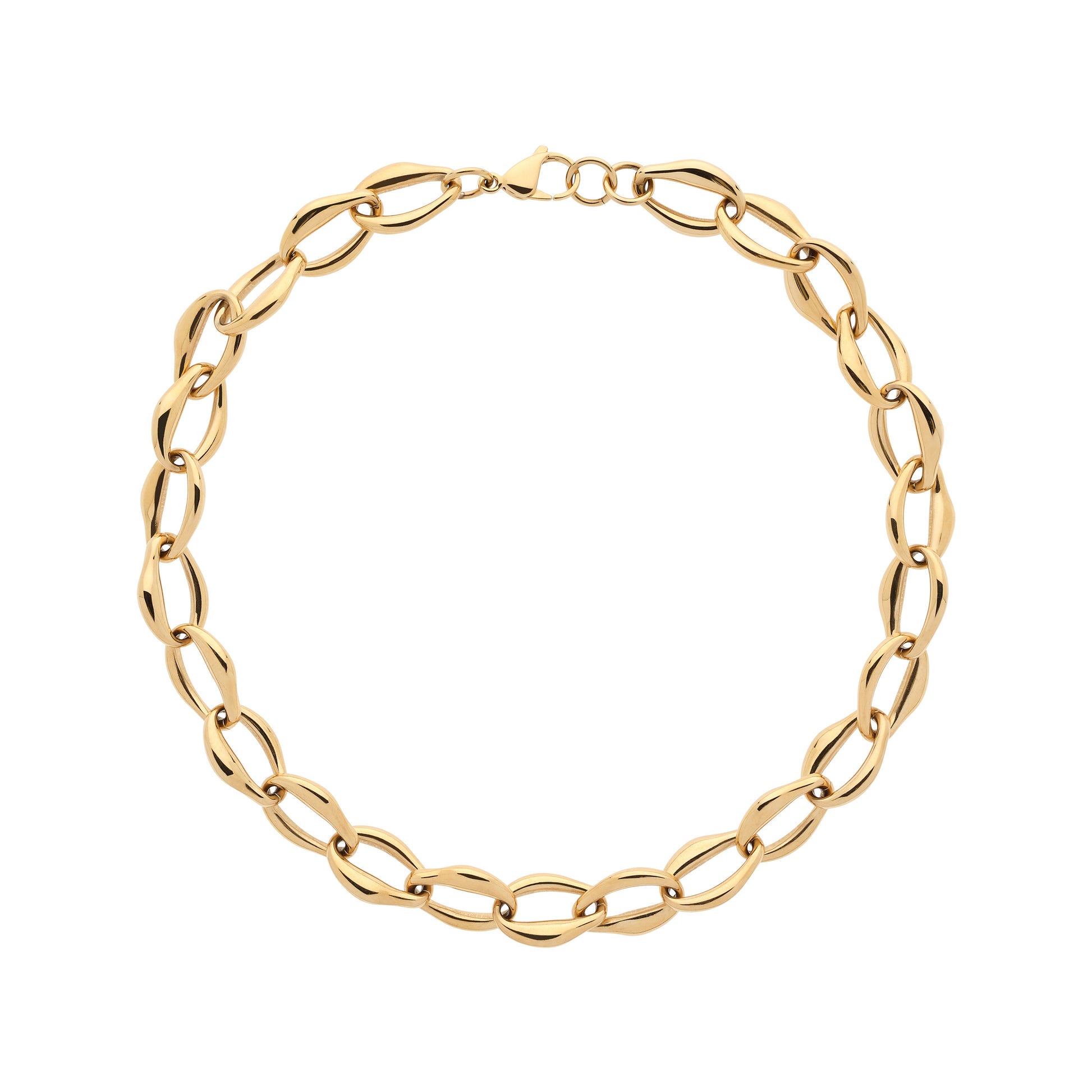 Gold chain bracelet on a white background