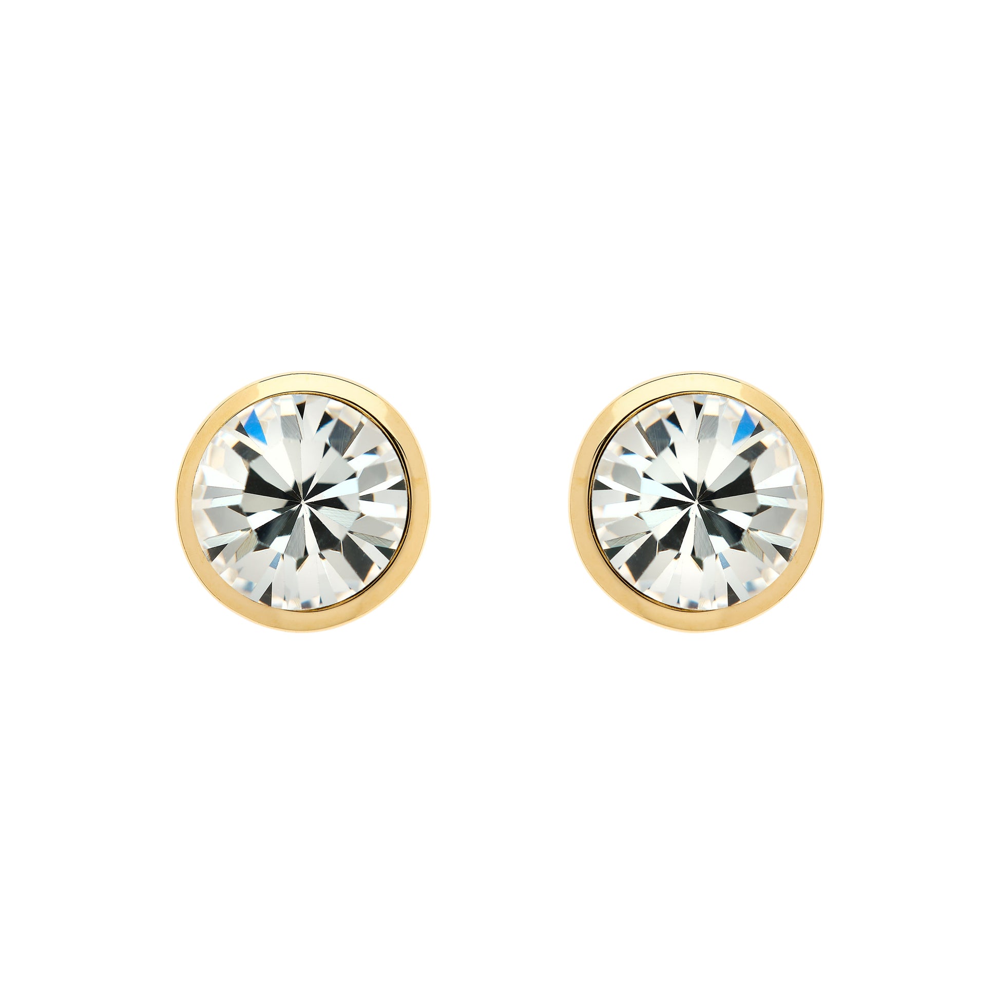 Gold tone diamond stud earrings