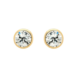 Gold tone diamond stud earrings