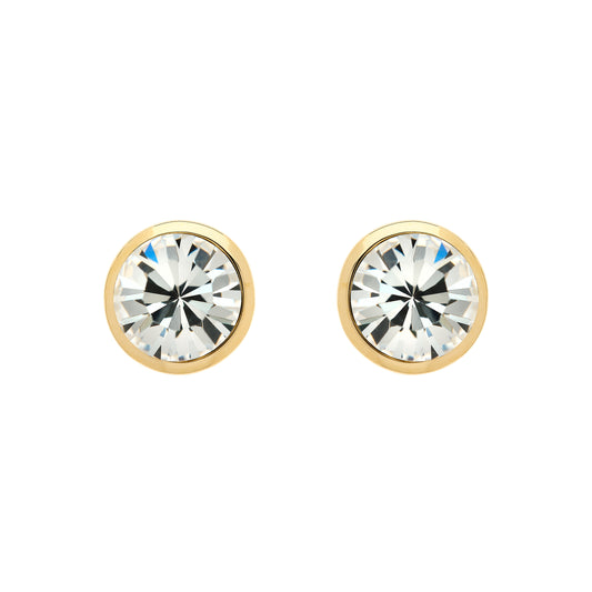 Gold tone diamond stud earrings