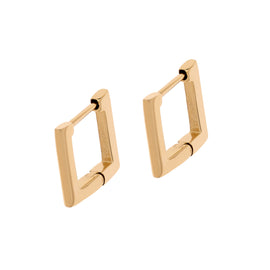 A pair of gold plated mini square pierced earrings.