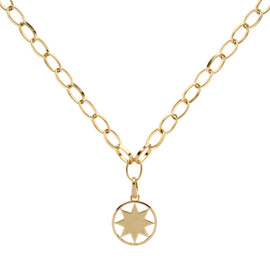 Gold Star Disc Charm Necklace