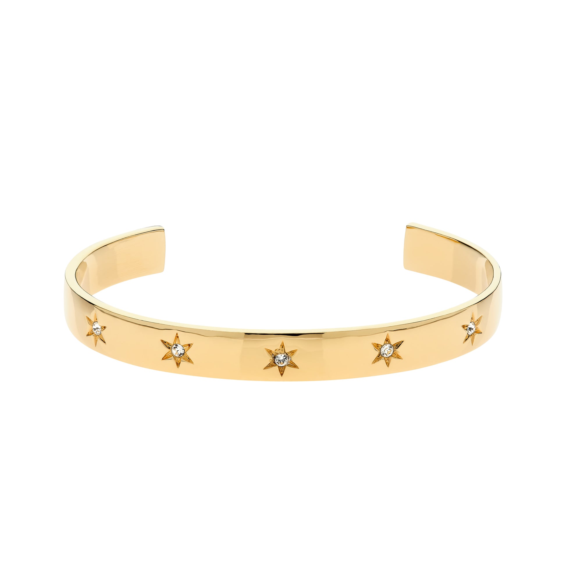 Gold and crystal star cuff bracelet