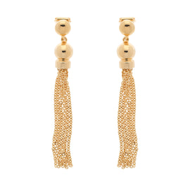 Gold Tassel Clip Earrings