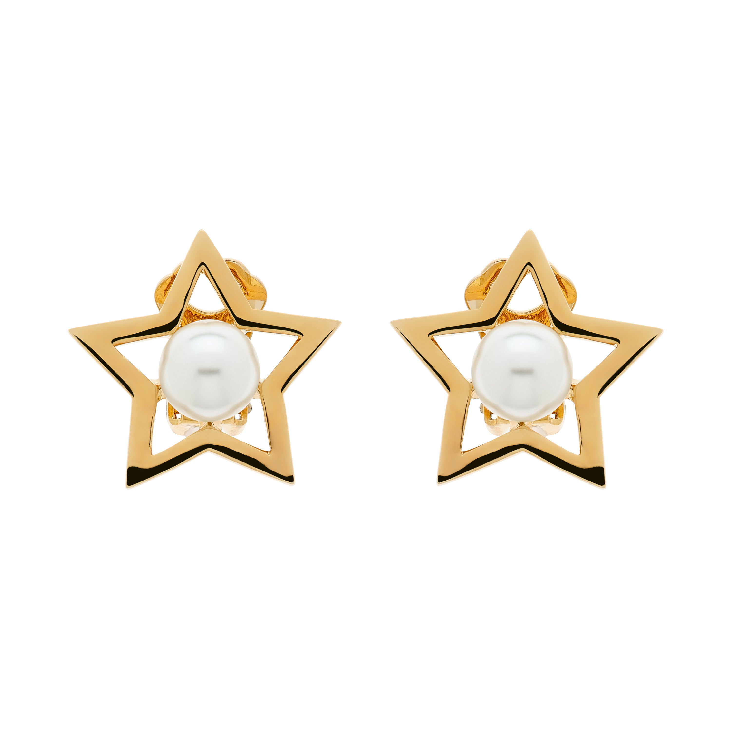 Gold Pearl Star Clip Earrings for Elegant Style - Emma Holland