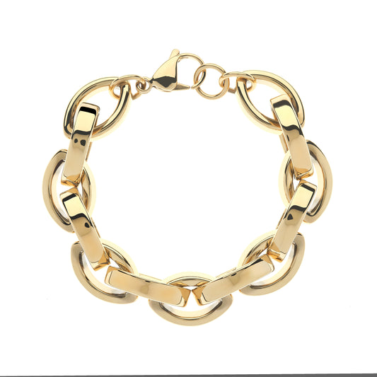 Gold chain bracelet on a white background