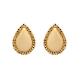Gold teardrop earrings on a white background