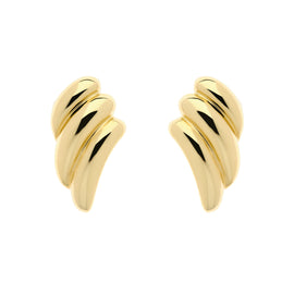 A pair of gold-plated clip-on earrings with a wave design.
