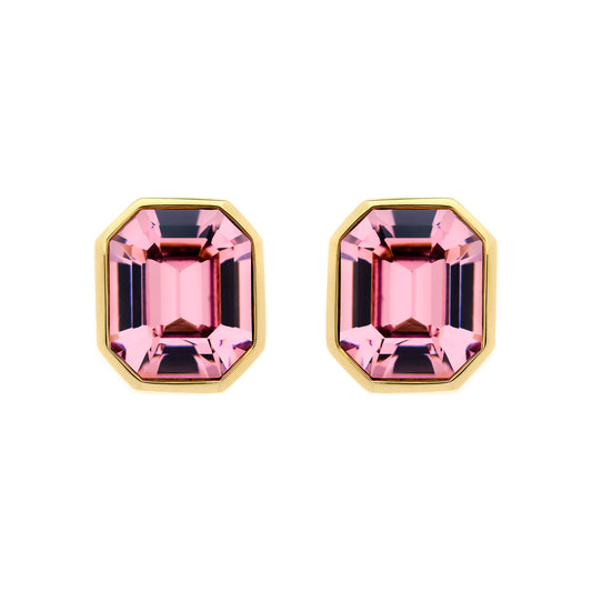 Octagon Amethyst Crystal Clip on Earrings