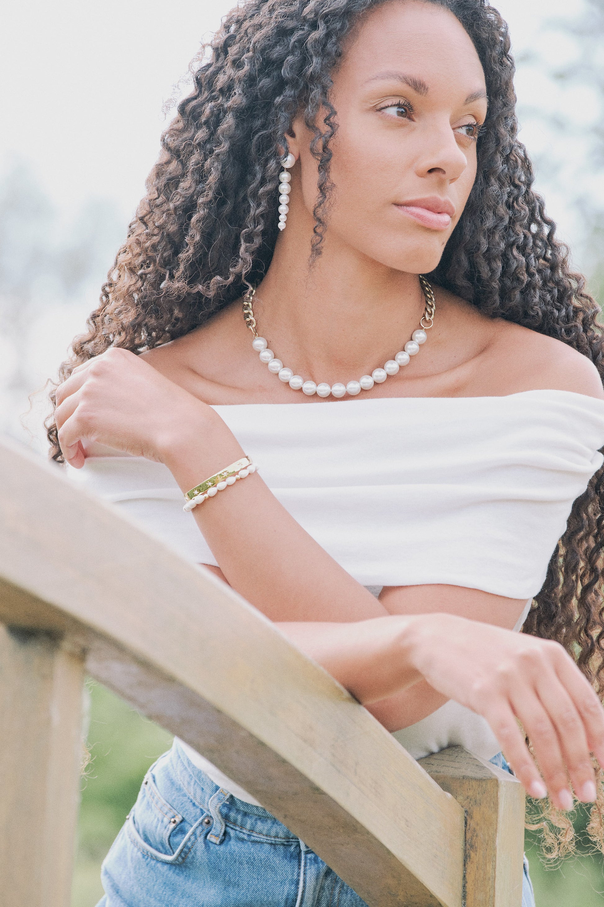 Gold Pearl Mix Necklace