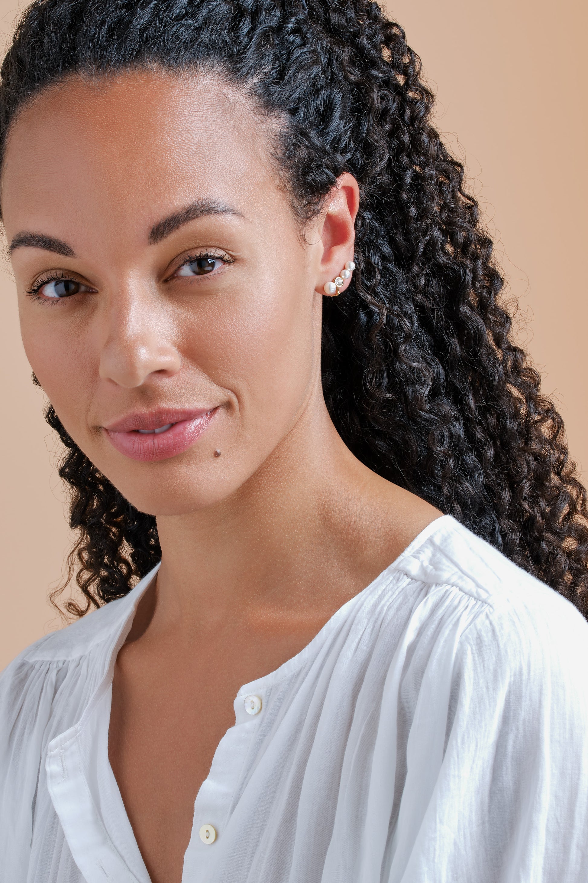 Pearl and Crystal Clip on Earrings