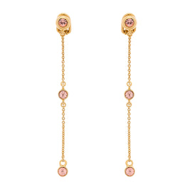Pink Crystal Drop Clip Earrings