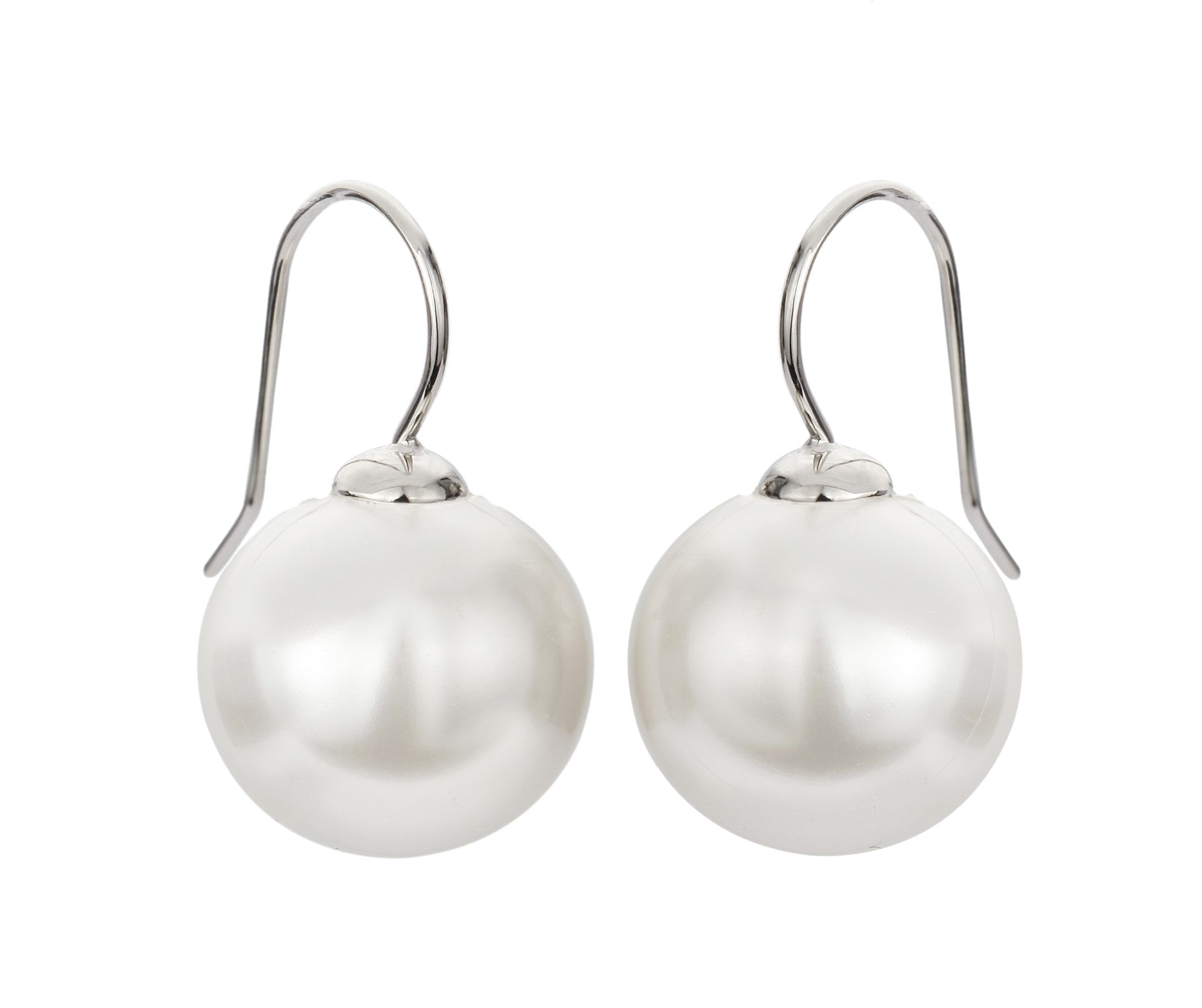 A side view of pearl hook earrings