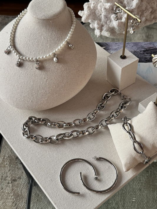 Platinum Chunky Statement Bracelet