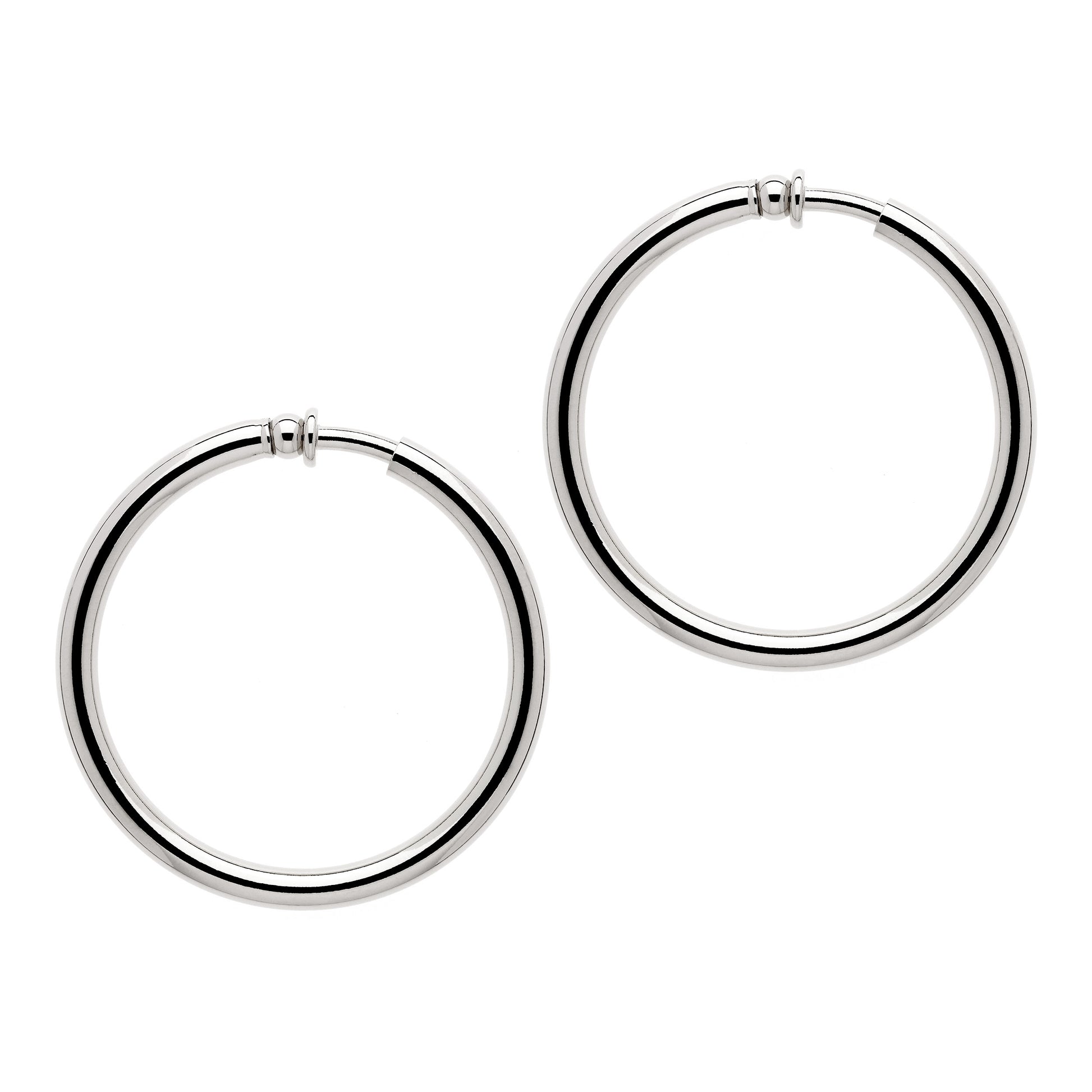 Silver Large Hoop Clip Earrings