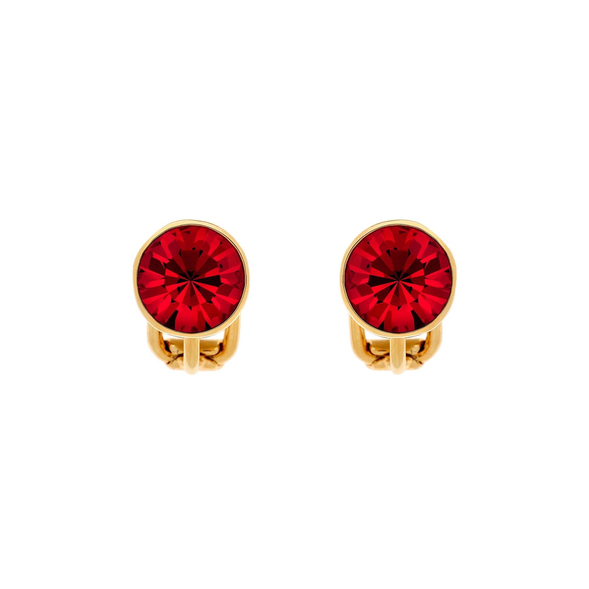 Red Crystal clip on earrings