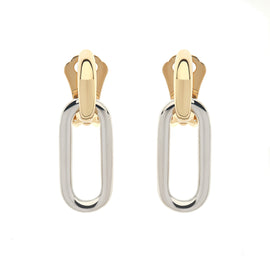 A pair of gold and silver charm hoop earrings