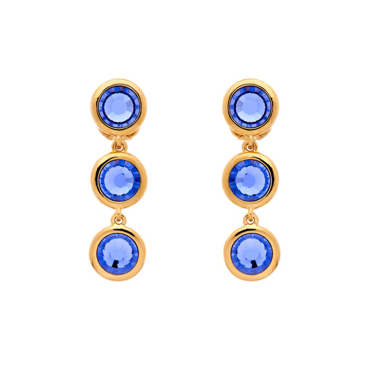 Blue Violet Crystal Clip on Earrings