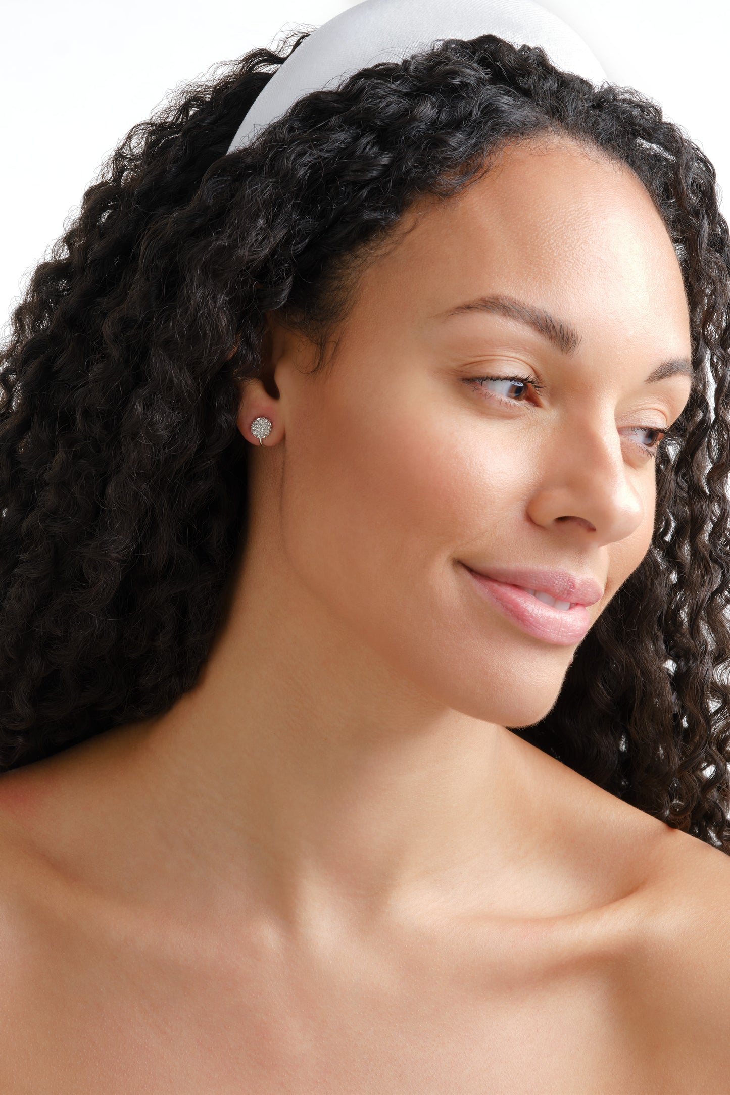 Platinum Pave Crystal Stud Clip Earrings